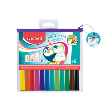 Maped 兒童安全白板筆套裝 12色 無刺鼻酒精型墨水 輕鬆擦拭不留痕跡 創意塗鴉  多色  1組