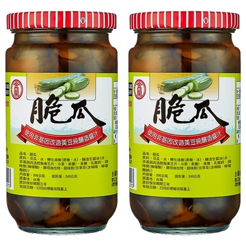 金蘭脆瓜  嚴選新鮮花瓜  無添加防腐劑、色素、味精  396g  2罐