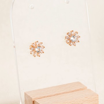 海藍寶小雛菊 耳環 | 玫瑰金