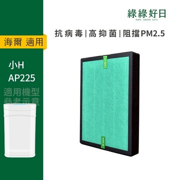 適用Haier海爾 小H空氣清淨機 AP225A 225B HEPA抗菌濾芯 蜂巢顆粒活性碳 複合式濾網 綠綠好日