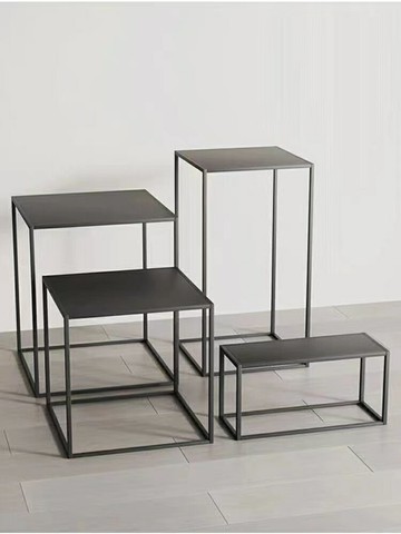 】簡約鐵藝小方幾櫥窗展示架桌子客廳沙發邊幾落地增高置物架花架