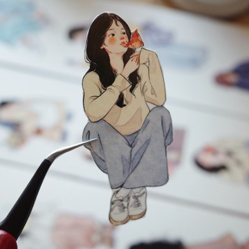 舒適的一天復古人物手賬 PET 和紙膠帶