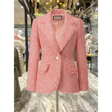 時尚粗花呢粉色小西裝外套女2025年春秋新款氣質名媛小香風西服潮