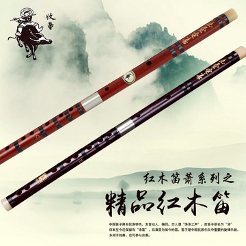 牧童檀韻紅木笛子樂器初學橫笛非竹笛專業演奏專業笛雙色