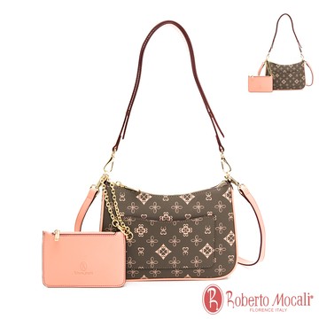 Roberto Mocali - 義大利諾貝兔自然森林系列茉綠花紋附小零錢包手提斜背包