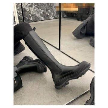 秋冬季長靴女不過膝后拉鏈顯瘦長筒靴2024新款松糕厚底高筒騎士靴