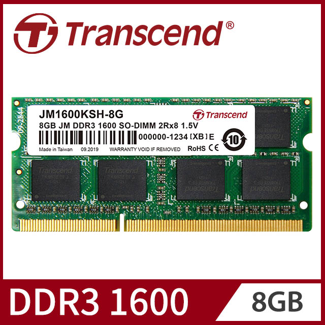 Transcend 創見8GB JetRam DDR3 1600 筆記型記憶體(JM1600KSH-8G)推薦