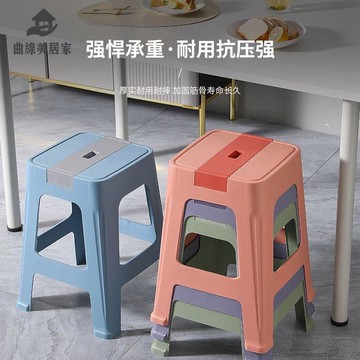 免運 塑料椅 塑料凳 餐椅 休閒椅 加厚凳子板凳家用客廳熟膠疊放防滑高凳簡約成人塑料餐桌方凳椅子 工廠現貨 八折下殺syel