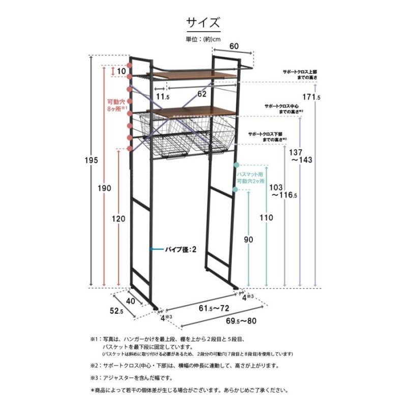 ランドリーラック 洗濯機ラック ランドリー収納 洗濯ラック バスケット