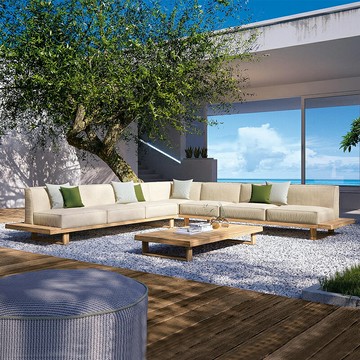 優樂悅~北歐柚木戶外沙發組合花園酒店露臺別墅庭院家具風高檔實木沙發椅