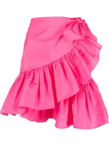 MSGM - wrap-style ruffle mini skirt - women - Polyester - 40 - Pink