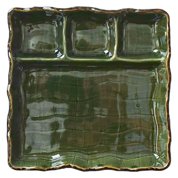 佐和陶瓷 浪邊仕切皿-日本製 20cmx20cmx3cm  抹茶綠  1個