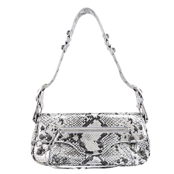 BALENCIAGA 巴黎世家 771640 Le Cagole 蛇紋壓紋鉚釘可調式單肩包.銀