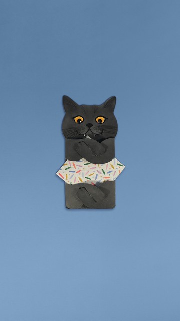 Meowmentos PawMark 心意咭 - Black Cat (白色) #19