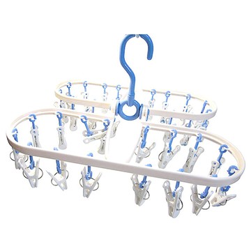 【晨光】台灣製 花之漾橢圓折疊衣襪架 (24夾/32夾)-(001930/001947)【現貨】