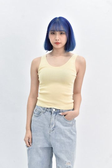 (S) 【里唯私服】h m質感無袖杏色上衣