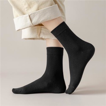 UPSOCKS 4雙黑色女襪純棉中筒配小皮鞋樂福鞋JK學生百搭短襪潮