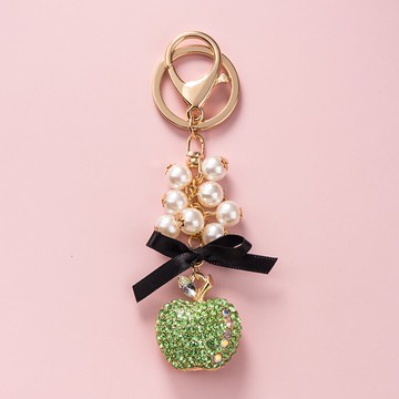 鑲鉆小蘋果鑰匙扣掛件創意網紅ins鎖匙圈環男女汽車鏈可愛包掛飾