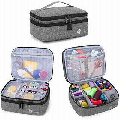 Luxja 裁縫バッグ バッグのみ 裁縫道具 収納 携帯用 裁縫箱 大容量 グレー (グレー Medium)