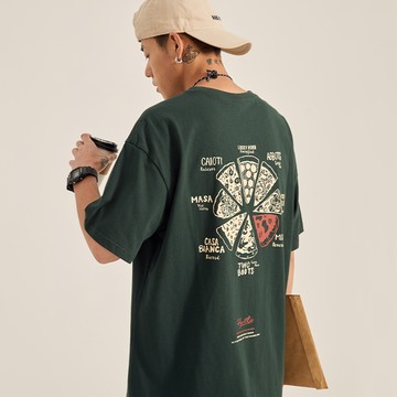 美式復古披薩Pizza短Tee / pizza lover! 印花短袖tee / 100%純棉 / 男女可穿 / 3色 / M到2XL【QTJBYT251】
