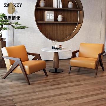 中古風 實木單人 沙發椅  家用 民宿酒店客廳洽談休閑椅復古侘寂風 單椅xj8091