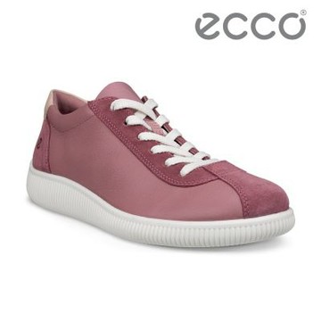 ECCO SOFT ZERO W 柔酷零點復古保齡球皮革休閒鞋 女鞋 胭紅色/深紅色