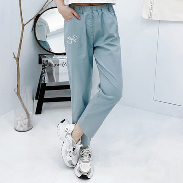 微笑彈力斜紋九分褲(M-3L) 370402