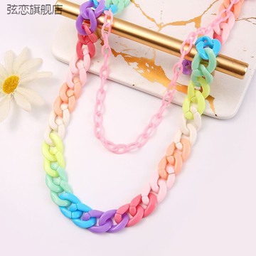 創意糖果色雙層高街復古樹脂超輕褲鏈褲子掛鏈街頭牛仔鏈