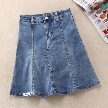 牛仔半身裙女2025新款裙子彈力高腰顯瘦荷葉邊防走光a字裙百褶裙