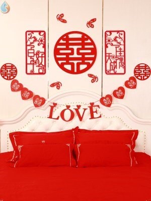婚禮家庭布置裝飾結婚客廳背景墻新房裝扮小清新個性婚房。