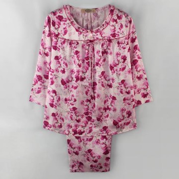 美標睡衣女士家居服春秋季9320708高貴真絲桑蠶絲綢長袖兩件套裝