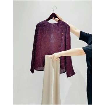 安可拉紅獨特復古輕熟風長袖襯衫氣質高級感斜襟盤扣新中式上衣女