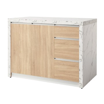 文創集 奧蘭4尺二門三抽中島桌/餐櫃(二色可選)-120x70x92cm免組