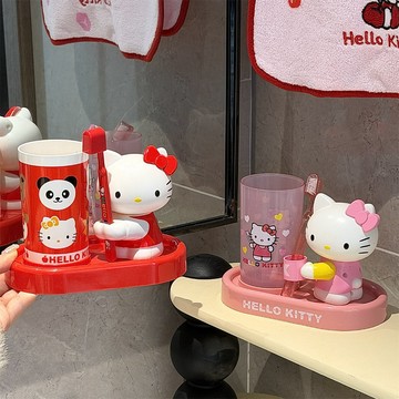 💕台現免運💕Hello Kitty 可愛牙刷置物架 三麗鷗漱口杯套組 衛浴洗漱臺收納架兒童刷牙杯擺件