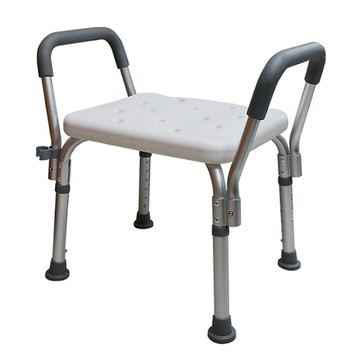 Fullicon 護立康 無背洗澡椅 鋁合金材質 PE防滑坐板帶孔排水 PU防滑海綿扶手  白色 + 銀色 + 灰色  1個