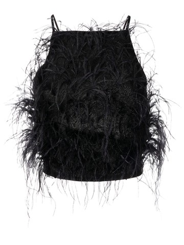 Cult Gaia - Joey ostrich feather blouse - women - Ostrich Feather/Viscose - M - Black