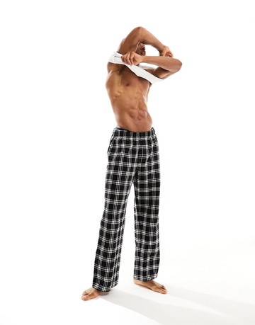 ASOS DESIGN lounge bottom in black and white waffle check