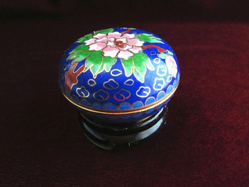 外貿原單八十年代景泰藍老廠老貨 貨銅胎磨藍 粉盒（3）