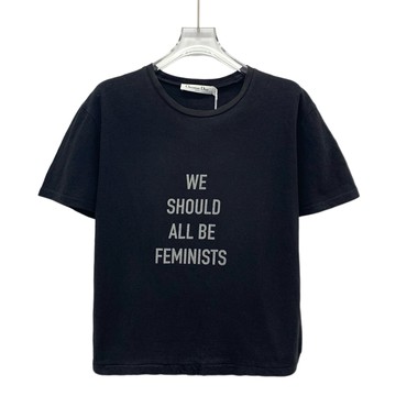 (L) dior質感棉質logo印花黑色短袖上衣