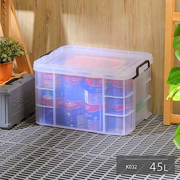 KEYWAY強固型掀蓋整理箱/K032/45L/透明