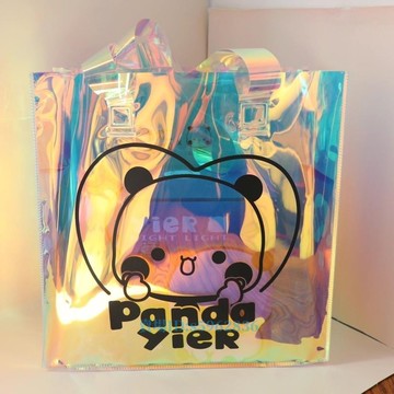 熱賣免運📣可愛卡通鐳射手提袋 透明禮品袋pvc塑膠防水果凍袋子禮物