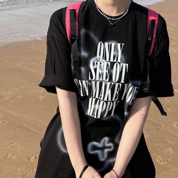 【AMERO】男裝 女裝 圓領 短袖 T恤 噴墨小花印花 寬鬆 落肩 情侶裝