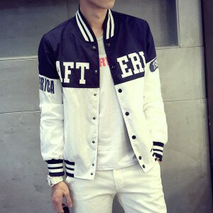 2015秋冬새로운韓味字母인쇄拼色印畫修身流行夾克七天預購+現貨