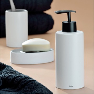 《KELA》Matsi陶製洗手乳罐-冷白300ml-- 按壓瓶 分裝瓶 乳液瓶 沐浴乳罐