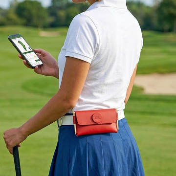 特選植鞣革 Golf手機腰包 皮帶腰掛包- 可收納6.7~6.9吋智慧型手機 / 4支球梯TEEs 紅色-6.9吋高爾夫手機腰包