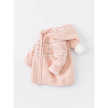 【反季清倉】戴維貝拉兒童外套秋冬女童針織衫加絨毛衣兒童開衫