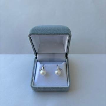8mm 日本 Akoya 海水珍珠 pt900 鉑金 鑽石 耳環 近無瑕 付鑑定書