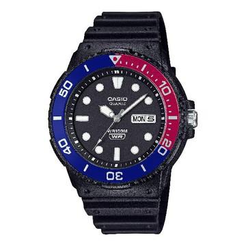 CASIO卡西歐 MRW-230H-1E2V 海洋風格旋轉錶圈腕錶 藍紅可樂圈 44.6mm｜樂天領券現折★全館特惠中★指定刷卡回饋10%