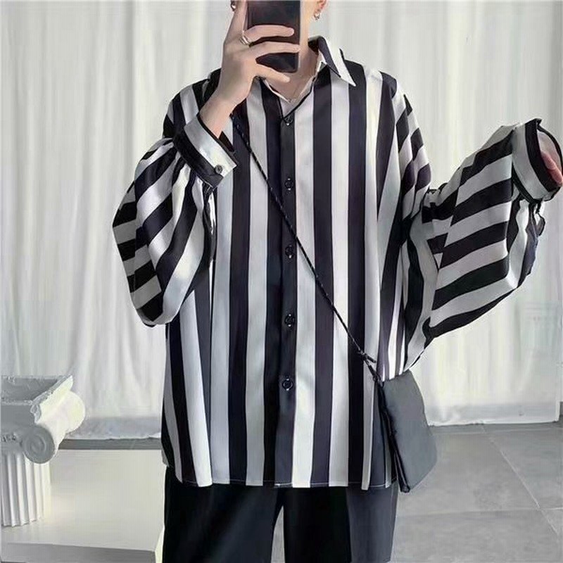 メンズ ストライプ シャツ 韓国ファッション 通販 Lineポイント最大get Lineショッピング