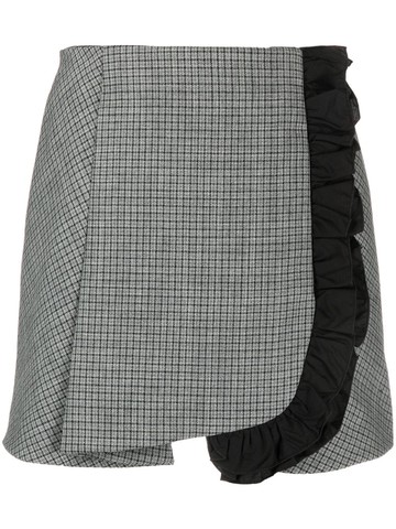 MSGM - ruffled-trim wool mini skirt - women - Polyester/Wool - 40 - Grey